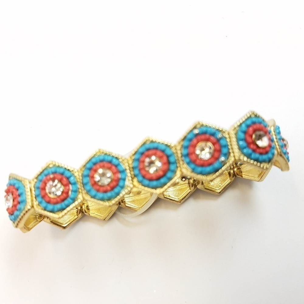 Bracelet Turquoise Coral Rhinestone Stretch Bracelet Seed Beads